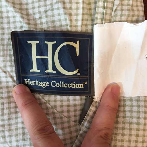 HC Heritage Collection Log Cabin Quilted Patchwork Pillow Shams Green Cream - Picture 5 of 6